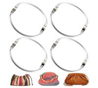 Gykutix 4 Piezas Cierre Bolsos Crochet Marco de Aluminio para Bolsos, Cierres de Bolso de Ganchillo Metal Cerradura para Bolso a Ganchillo Cierre de Beso Interior para Clutch (19cm)