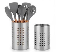 Gykutix Juego de 2 Bote Utensilios Cocina Porta Utensilios de Cocina de Acero Inoxidable Escurridor Cubiertos Redondo Soporte utensilios cocinas Escurre Cubiertos Bote para Cajones Encimeras