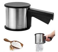 Gykutix Tamizador de Harina de Acero Inoxidable Tamiz de Harina de Una Mano Espolvoreador con Mango Capacidad de 300 Gramos Tamiz Fino de Mano para harina, Azúcar Glas Cacao almendras en Polvo