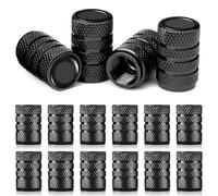 Gykutix Tapones Rueda Coche y Tapones Válvula Neumáticos de Aluminio Anodizado Juego de 4 Piezas Universales con Junta Hermética Anticorrosión para Moto, SUV, Bici, Camión (Negro)