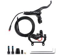 Gylbuz Juego de frenos hidráulicos para bicicleta eléctrica de 4 pistones: Zoom 2 pines Sensor Power-Off Electric Bicycle Palancas de freno de disco derecho con pinzas traseras PM/is adaptador