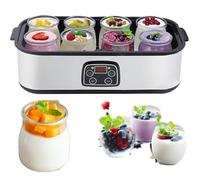 GYLFZDQ Yogurtera Ultimate, 1400 ml, 8 frascos de Vidrio, Pantalla LCD, Temporizador, Temperatura Ajustable, para Yogur probiótico orgánico, Regalo de cumpleaños Silver,1400ML