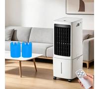 GYLRFA 65W Aire Acondicionado Portátil sin Tubo 12L, 4 en 1 Enfriador de Aire Silencioso, 3 Velocidades 3 Modos, Oscilación, Temporizador de 7.5 H, Control Remoto 4 Packs de Hielo para Hogar Oficina