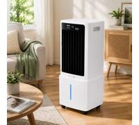 GYLRFA Enfriador evaporativo portátil depósito 12L, oscilación automática 90°, 3 velocidades 3 Modos Modo sueño, Temporizador silencioso 12h con Ruedas para casa Dormitorio Oficina