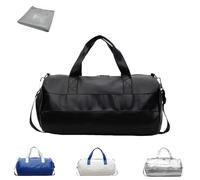Gym Bag for Women & Men Fitness Bag,PU Leather Training Bags Sport Bags Great Present for Gym Lovers (Black, 1 PCS)
