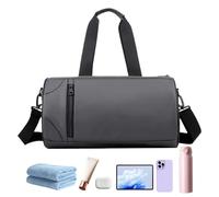 Gym Bag, Waterproof Training Duffle, Multi-Compartment Sports Tote, Wet and Dry Separation, for Travel, Fitness, Workout, 15.35x8.66x8.66 Inches, Gray, Black and Army Green