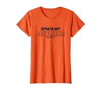 Gym is my Boyfriend - Divertidos Refranes motivadores para Fitness, Color Blanco Camiseta, Mujer, Naranja, M