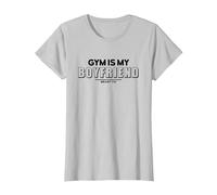 Gym is my Boyfriend - Divertidos Refranes motivadores para Fitness, Color Blanco Camiseta, Mujer, Plata, 3XL