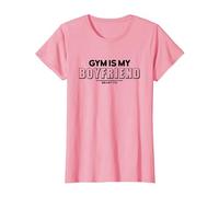Gym is my Boyfriend - Divertidos Refranes motivadores para Fitness, Color Blanco Camiseta, Mujer, Rosado, L