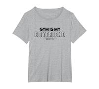 Gym is my Boyfriend - Divertidos Refranes motivadores para Fitness, Color Blanco Camiseta, Mujer Tallas Grandes, Gris Jaspeado, 3XL Grande
