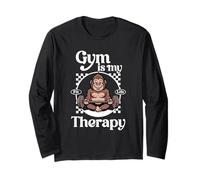 Gym Is My Therapy Gorilla Workouts Gimnasio Cotizaciones Retro Fitness Manga Larga