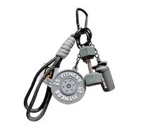 Gym Keychain - Metal Alloy Finish Lightweight Compact Edges, Barbell Dumbbell Design, Small Hanging Charm Fitness Workout Pendant, Gym Accessory For Bag Backpack Wallet Purse Luggage Carry Use
