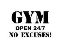 Gym Open 24/7 No Excuses Gym Sports Wall Sticker Fitness Vinyl Sticker Home Decor Fondo Wall Gym Living Room Decor Sticker JS32 Negro (57 x 90 CM)