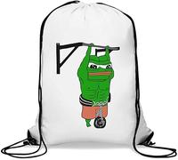 Gym Pepe The Frog Funny Swole Meme Gym Sack Casual Drawstring Bag White, White, Talla única