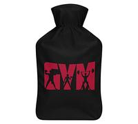 GYM Quote Strong Man Botella de agua de goma con cubierta de felpa suave, bolsa de agua caliente para invierno, manos y pies, protección contra el frío, 1000 ml