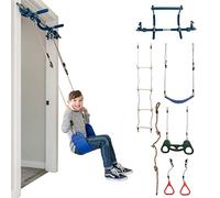 Gym1 - Set de Gimnasio de 6 pzas en casa para niños - Columpio en casa para niños Que Incluye Silla, Anillos, Trapecio Colgante, Escalera, Cuerda y Barra de dominadas - Set de Columpio sensorial