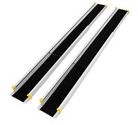 GYMAX 2 Rampas de Acceso de Aluminio, Antideslizante, Rampa Telescópica, Rampa de Carga para Silla de Ruedas, Soporta hasta 270 kg (4-7 ft)