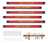 GYMAX 6 x Imán Herramientas de 46 cm, Barras de Herramientas Magnéticas para Taller, Herramienta de Taller Magnética Profesional, Cada una Soporta hasta 10 kg