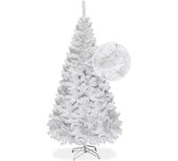 GYMAX Árbol de Navidad Artificial de 150 cm, Árbol de Navidad con Encaje de 350, Christmas Tree Artificial con Soporte de Metal, Material de PVC, Blanco