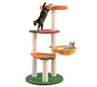 GYMAX Árbol para Gatos Multinivel, Torre para Gatos de Estilo Frutal con Plataformas en Forma de Manzana y Zanahoria, Percha Superior, Hamaca, Rascador de Sisal, 48.5 x 48.5 x 99.5 cm