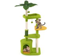 GYMAX Árbol para Gatos, Torre para Gatos con Percha, Condominio, Rascadores de Sisal, Cepillo de Aseo, Plataformas, Pelotas Colgantes, Multinivel, Centro de Actividades para Felinos