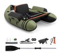 GYMAX Barco de pesca inflable, portátil, incluye bomba, remo y correas de hombro ajustables, barco de pesca con regla de pesca, bote inflable de hasta 150 kg (verde)