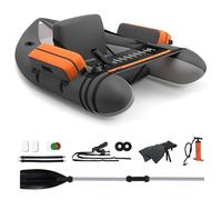 GYMAX Barco de pesca inflable, portátil, incluye bomba, remo y correas de hombro ajustables, barco de pesca con regla de pesca, bote inflable de hasta 150 kg (gris)