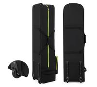 GYMAX Bolsa de Viaje para Golf con Ruedas, Funda de Viaje para Golf Portátil con Bolsa de Almacenamiento y Cremallera, Tela Oxford Resistente al Desgaste e Impermeable, Negro