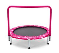 GYMAX Cama Elástica Infantil 92 x 92 x 80,5 cm, Cama Elástica Plegable con Mango de Espuma y Almohadilla de Seguridad, Mini Trampolín para Niños, Entrenamiento de Salto para Interior y Exterior (Rosa)
