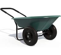 GYMAX Carretilla para Jardín Carga de 100 kg, Carro de Descarga con Asa y 2 Neumáticos de Aire, Apto para Patio, Almacén, Césped (Verde)