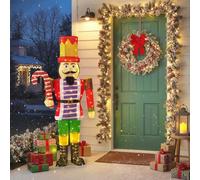 GYMAX Decoración de Navidad Gigante de Soldado Cascanueces, con 110 Luces LED, Estacas, Bridas, Figura Esquisita de Soldado, Adorno Navideño para Interior y Exterior, 70 x 30 x 170 cm