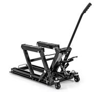 GYMAX Elevador de Motocicleta, Plataforma Elevadora con Capacidad de Carga de 680 Kg, Elevador Hidráulico Móvil con 4 Ruedas, Plataforma Antideslizante para Reparación, para Motocicletas (Negro)