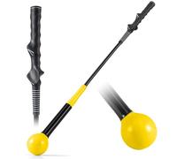 GYMAX Entrenador de Swing para Golf, Palo de Práctica de Golf con Pesas y Corrección del Ritmo, Flexibilidad, Equilibrio, Tempo y Fuerza, para Interior/Exterior (80 cm,Amarillo)