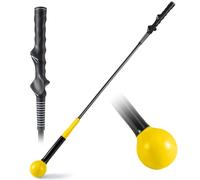 GYMAX Entrenador de Swing para Golf, Palo de Práctica de Golf con Pesas y Corrección del Ritmo, Flexibilidad, Equilibrio, Tempo y Fuerza, para Interior/Exterior (100 cm,Amarillo)