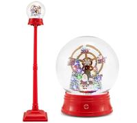 GYMAX Farola de Navidad con Música, Lámpara de Globo Navideña de Pie de 153 cm con Escena Giratoria, Nieve, 15 Luces LED Coloridas, 8 Canciones, Decoración Festiva de Interior (Estilo 2)