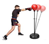 GYMAX Juego de Boxeo de 120 a 154 cm de Altura Ajustable, con Guantes de Boxeo y Bomba, Soporte de Boxeo Independiente para Niños y Adultos, para Kickboxing, Entrenamiento de Velocidad