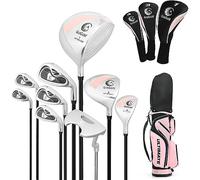 GYMAX Juego de Palos de Golf para Mujer, Juego Completo para Principiantes, 2 Maderas (#1, 3), 1 Híbrido (#4), 6 Hierros (#5, 6, 7, 8, 9, P) y 1 Putter (Rosa)