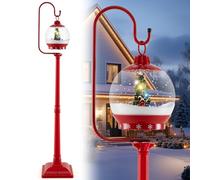 GYMAX Lámpara Navideña de 170 cm, Lámpara Festiva Iluminada Que Funciona con Pilas, con Música, Purpurina Giratoria, Papá Noel, Muñeco de Nieve y Renos