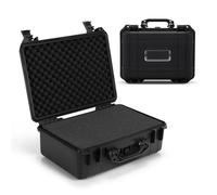 GYMAX Maleta Portátil Protectora Rígida Pequeña, Maletín Portátil con Espuma Reticular para Cámara, Exteriores Objetivos, Pistola, Dron Pequeño, Negro (Negro,56 x 44 x 22 cm)