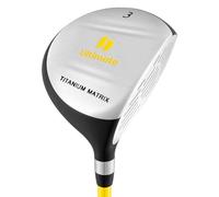 GYMAX Palo de Golf de Madera de Fairway Junior #3, Palo de Golf Infantil con Eje de Fibra de Vidrio y Funda de Espuma, con Agarre de Espuma para Niños de 8-10 Años, Mano Derecha, 34”