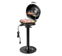 GYMAX Parrilla Eléctrica Portátil con Bandeja Calentadora, 1600W, Control de Temperatura Ajustable y Bandeja de Grasa Extraíble, Parrilla para BBQ de Interior y Exterior para Patio y Jardín