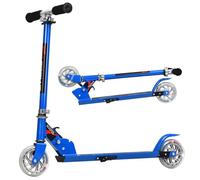 GYMAX Patinete Plegable Niño Niña, 4 a 13 Años, con 2 Ruedas Luces LED, Trotinete Criança con 3 Alturas Ajustables 63-85CM, Scooter hasta 70 kg (Azul)
