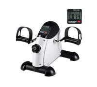 GYMAX Pedales Estáticos para Personas Mayores, Pedaleador Portátil para Piernas, Brazos con Pantalla LCD y Resistencia Ajustable, Mini Bicicleta Escritorio para Ejercicio de Rehabilitación (Blanco)