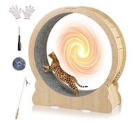 GYMAX Rueda de Ejercicio para Gatos de 101 x 35 x 106 cm, Rueda para Correr de Madera con Almohadillas Antideslizantes, Base Ancha, Entrenamiento de Bajo Ruido para Gatitos