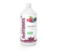 GymBeam ReHydrate Ion Supply Drink: Bebida deportiva hipotónica con vitaminas, minerales, taurina, L-carnitina y L-glutamina, rápida absorción (1000 ml, Frutos del Bosque)