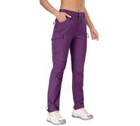 GymBrave Pantalones Trekking Mujer Verano 3/4 Pantalon Cargo Pirata Secado Rápido con Cremallera Bolsillos para Outdoor Acampada Largo Morado S