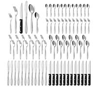 Gymdin Cuberterias completas 12 personas, Cubiertos Acero Inoxidable de 72 Piezas con Cuchillo para Carne, Cubiertos Elegante y Moderna, Apta para Lavavajillas