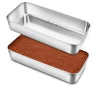 Gymdin juego de 2 Molde rectangular para pan - 32,5 x 15 x 6,2 cm, molde para pan grueso, molde rectangular de acero inoxidable para pan y pasteles, diseño de una sola pieza, apto para lavavajillas