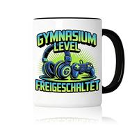Gymnasium Level Desbloqueado Taza Divertida Regalo Cambio Escolar 5 Clase Bolsa Escolar Continuación Escolar Bolsa Escolar 5 Clase Niño Niña Gaming Taza de Café Cerámica 350 ml, Bolsa Escolar 5ª Clase