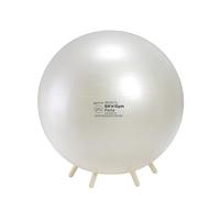 Gymnic Balón de Asiento Inflable para Gimnasia Sillón Sit'n'Gym Perla Ø 65 cm con Patas Antideslizantes, Color Blanco Perla, Asiento ergonómico Anti-explosión para una Postura Correcta